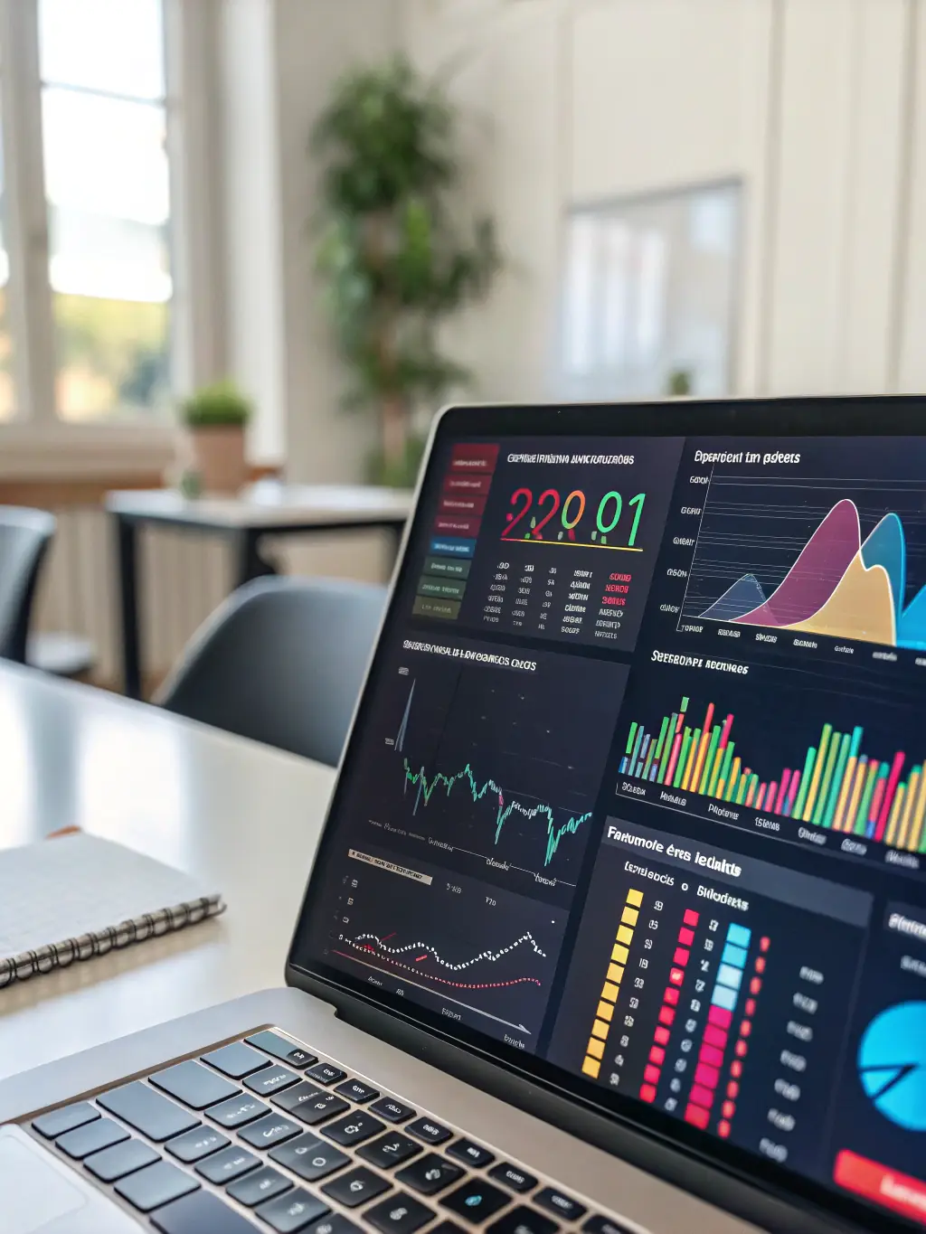 An image of an AI system analyzing HR process data on a computer screen, with visualizations of process improvements.