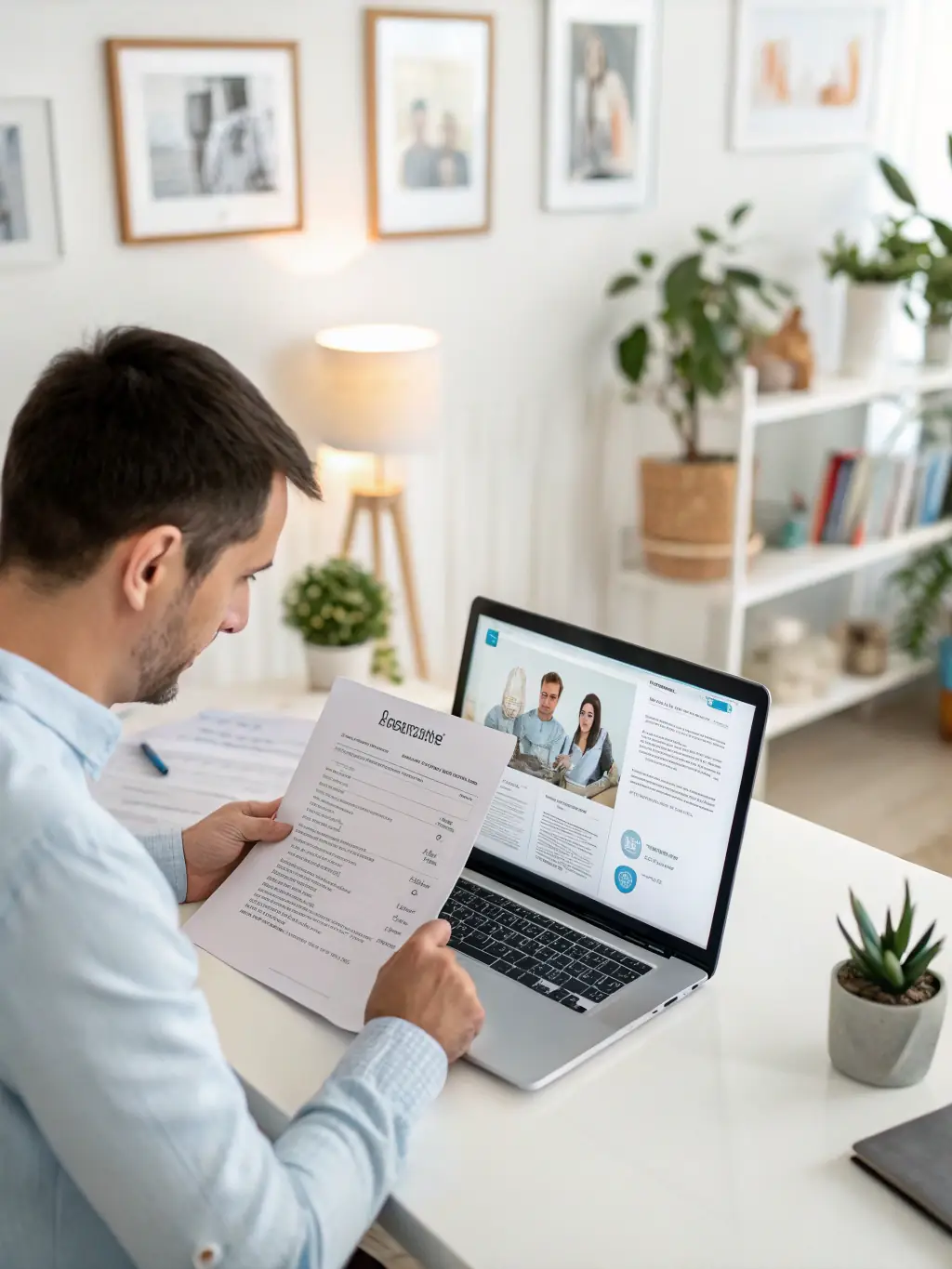 An image of a recruiter analyzing candidate data on a digital dashboard, with visual indicators of candidate performance predictions.